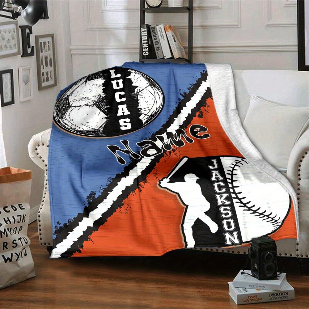 Baseballthemed Blankets Home Customize Your Name Blankets Comfortable Soft Lightweight Allseason Multipurpose Blanket Picnic Sofa Office Bed Living