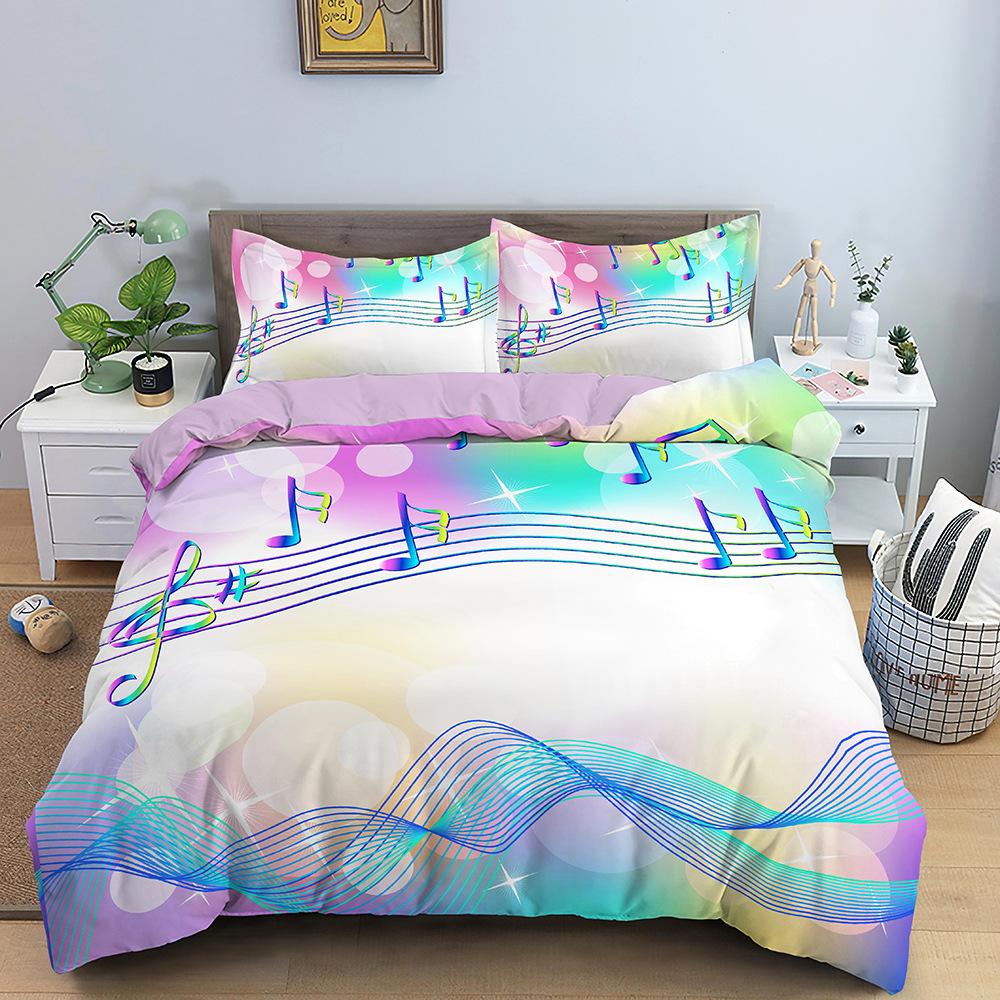 Music Duvet Cover Musical Notes Bedding Set Microfiber Instrument Violin Cello Quilt Cover Twin/Full/Queen/King For Girls Teen