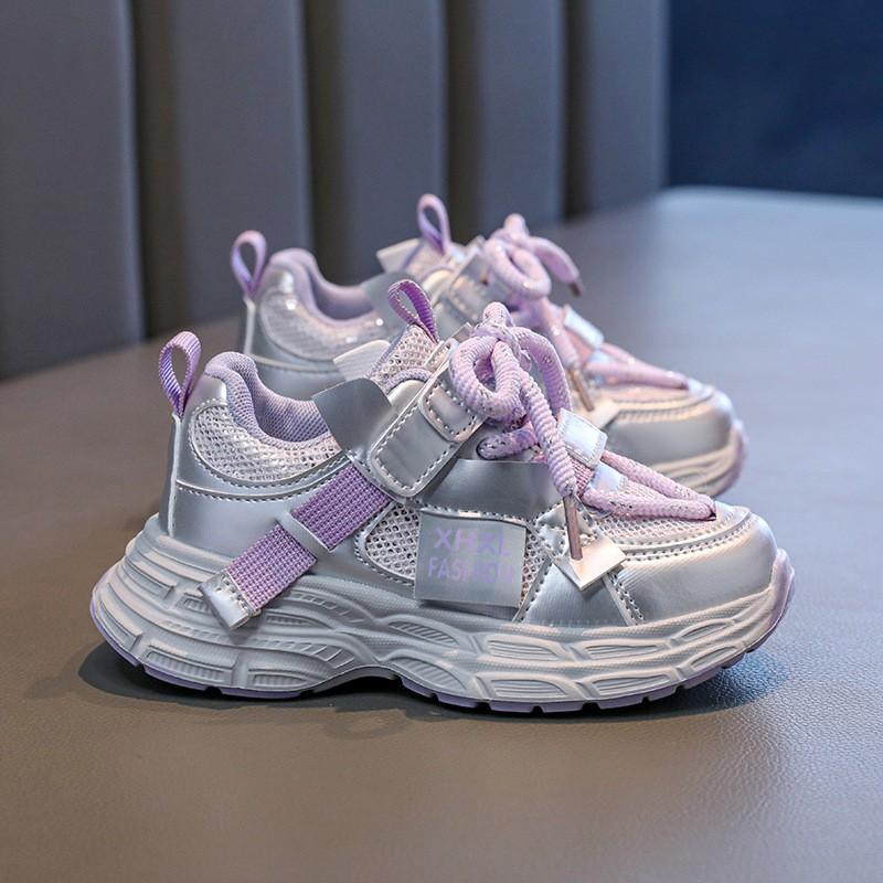 Youth style shoes Girls Lightweight Breathable Running Sneakers Kids Winter Sport Shoes With Rotating Buckle