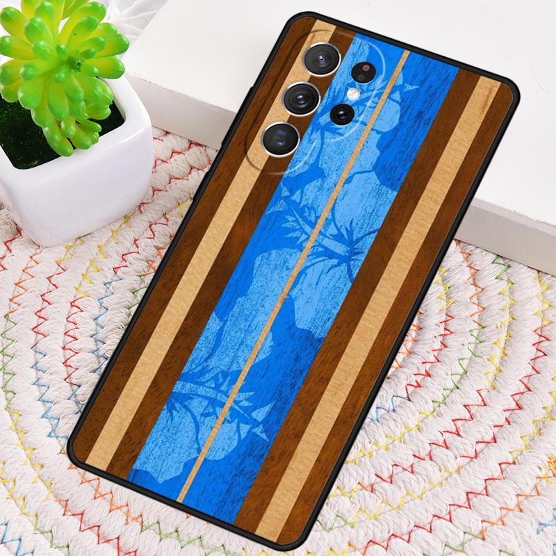 Hawaiian Faux Wood Surfboard Silicone Phone Case For Samsung Galaxy Note 10 Pro S26 S25 S24 S23 S22 S21 Plus S25Ultra Capa Cover