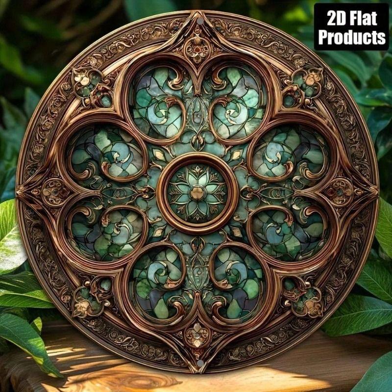 

Round Green Aluminum 8x8 Inch Metal Wall Poster, Halloween Gift
