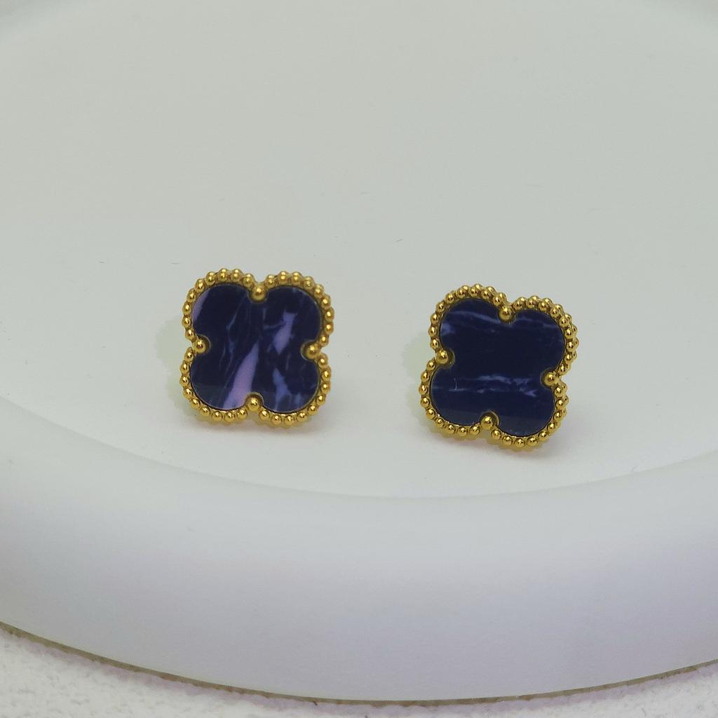 High Quality Titanium Steel Natural Mother-of-pearl Four-leaf Clover Earrings for Women 18K Fashion Premium Earrings