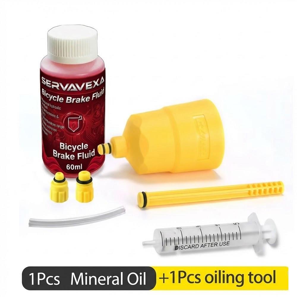 Hydraulic Bike Brake Bleed Kit + 60ml DOT 5.1 & Mineral Brake Oil Fluid, Disc Brake Maintenance Syringe Funnel Tool Set