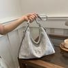 Women's Faux Leather Bucket Bag, Double Strap Butterfly Texture Shoulder Crossbody Purse, Soft Handbag with Phone Pocket