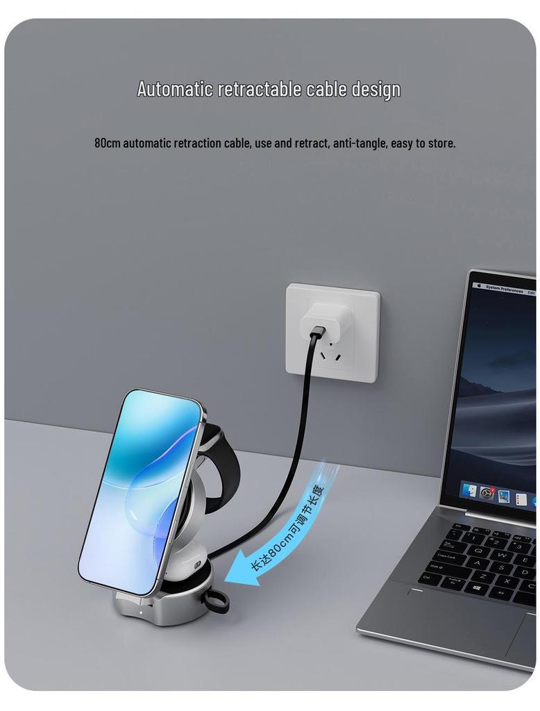 Foldable 15W 3-in-1 Magnetic Wireless Charger and Phone Holder