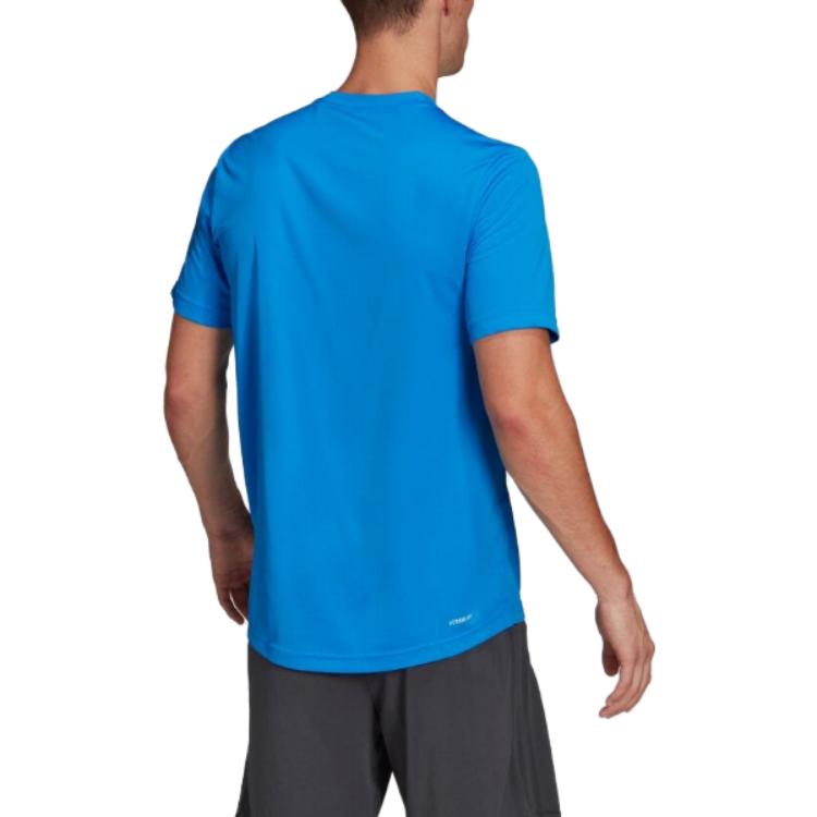 Adidas T Shirts Men's Blue Crew Neck Moderate Straight Fit HF7158