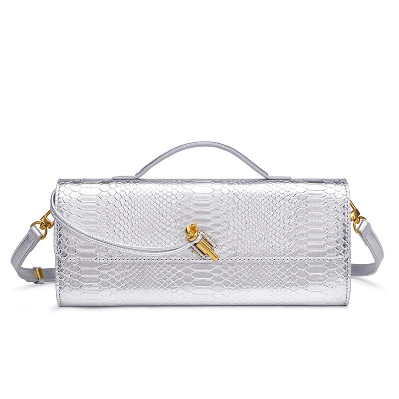 Trendy dámská psaníčka: Kabelka přes rameno crossbody bageta s krokodýlím a hadím vzorem