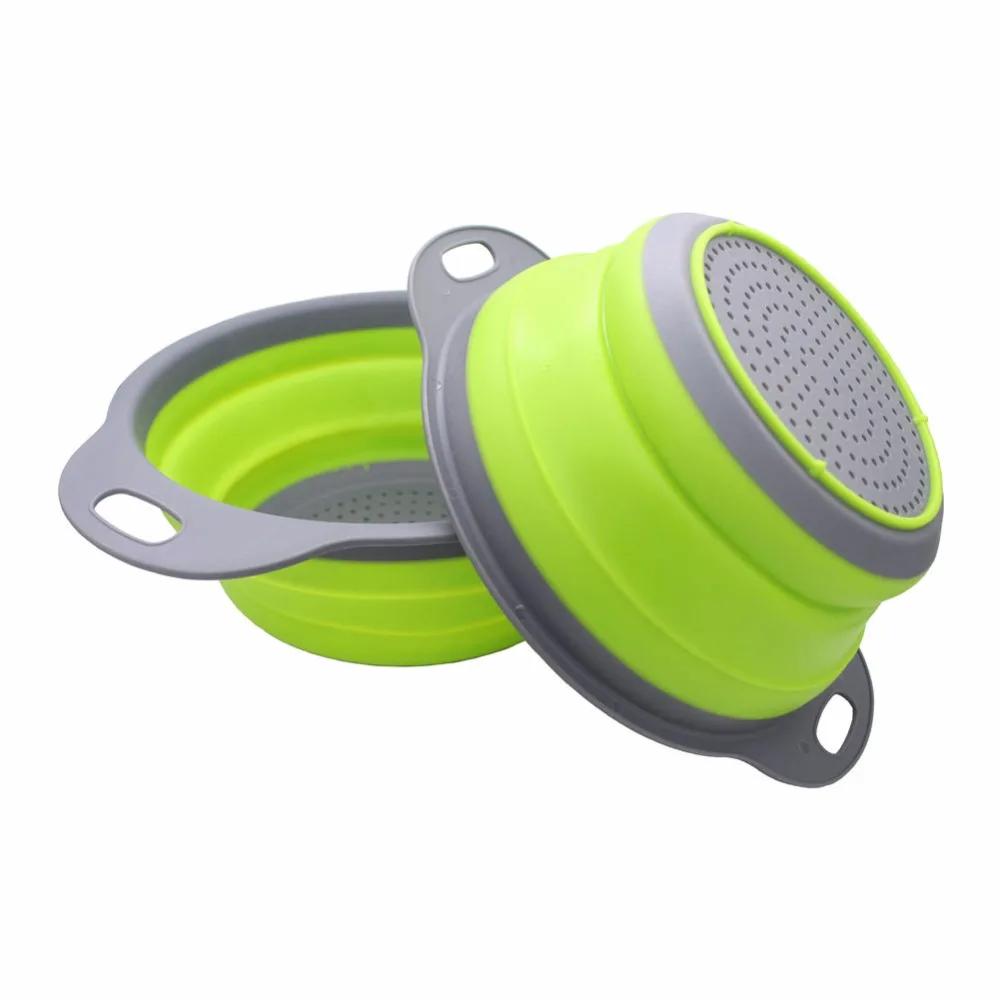 2 Pieces Collapsible Silicone Colander Folding Kitchen Strainer Including One 8 Inch and One 95 Inch