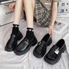 Loafers Women's 2025 Spring and Autumn New Thick-soled One-pedal Black Uniform French Muffin Sole Small Leather Shoes Women's Shoes