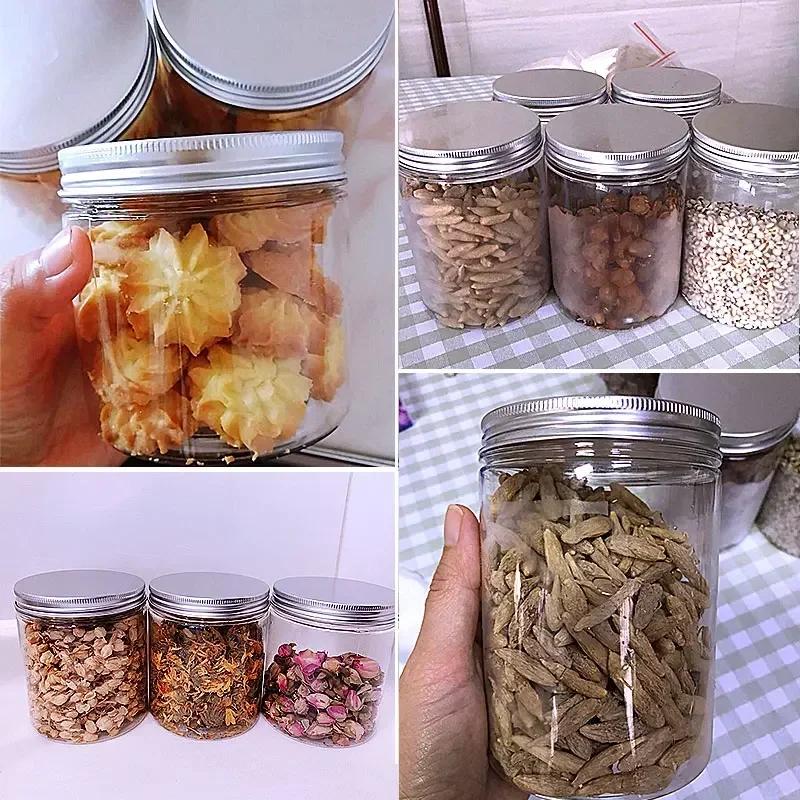 Aluminum Circular Storage Tank with Lid Cosmetic Trial Packaging Can Transparent Food Travel Wide Mouthed Bottles and Jars