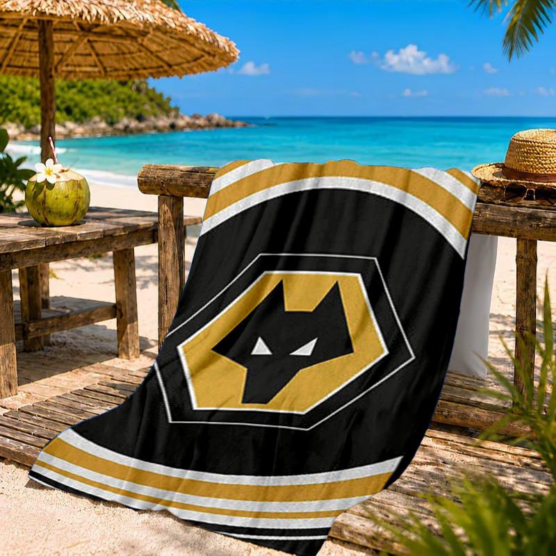 Fußballverein Wölfe Emblem Aufgedrucktes Mikrofaser Strandtuch, Weich Und Saugfähig, Schnelltrocknend, Ideal für Sommerreisen, Strand-Essentials, Schwimmbad