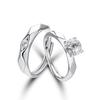 Fashion Irregular Green Leaves Couple Rings For Women Men Lovers Luxury Zircon Silver Color Open Ring Bride Wedding Jewelry Gift