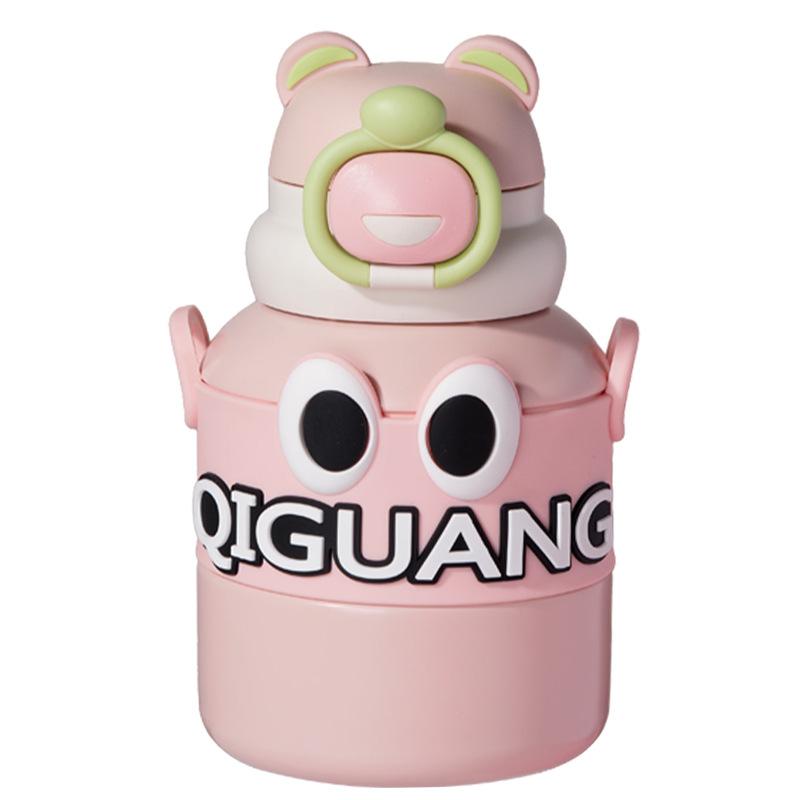 Children's Cartoon Stainless Steel Thermos Cup Straw Cup Student Large Capacity Portable Outdoor Gift Water Cup