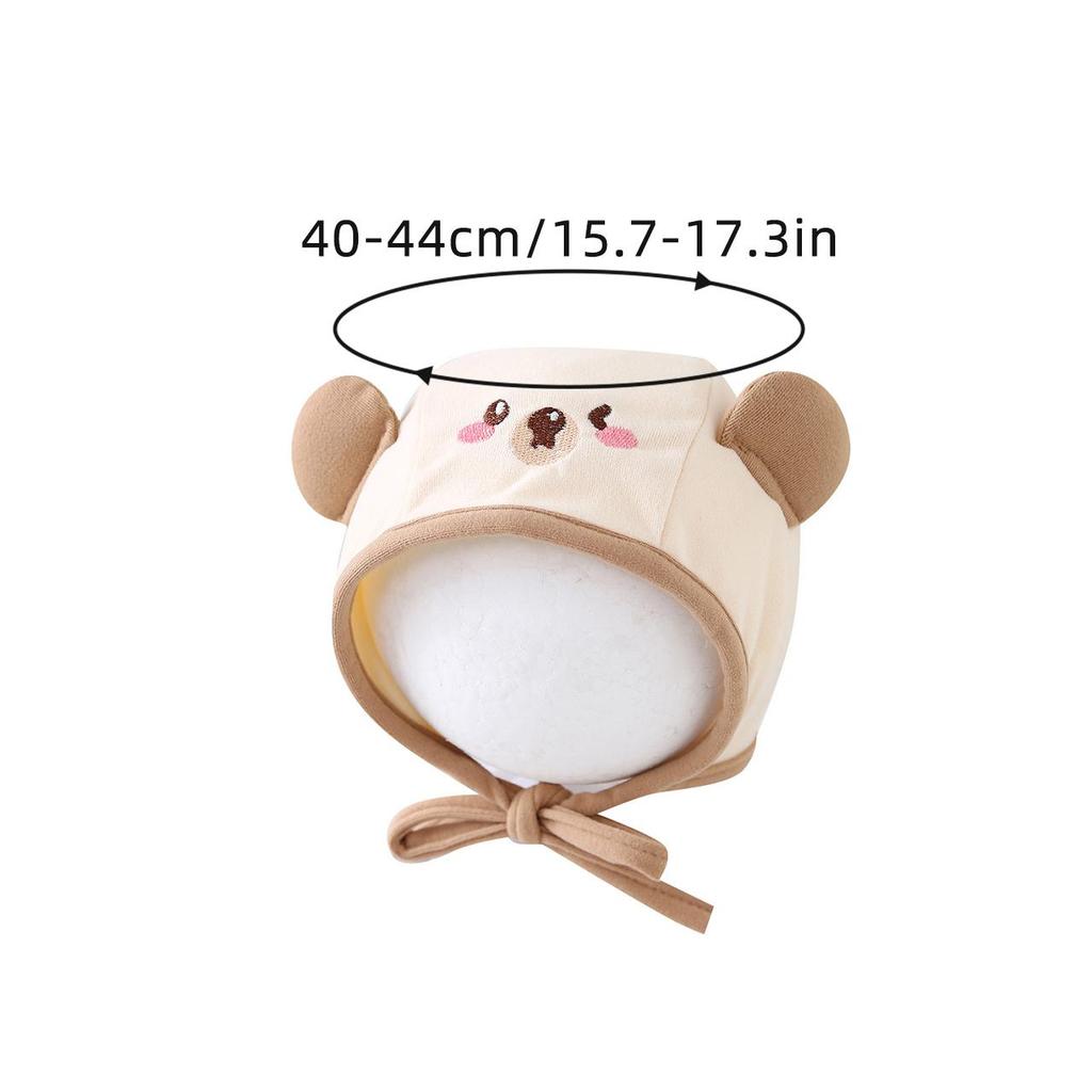 Cartoon Bear Baby Hat Autumn Winter Warm Cotton Infant Ear Protection Cap Solid Color Windproof Toddler Beanies Hat Bonnet