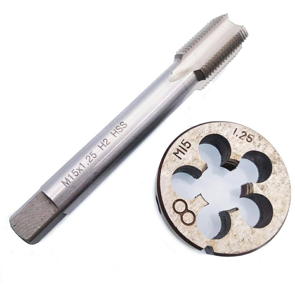 1pc HSS Machine M15 X 1.25mm Plug Tap and 1pc M15 X 1.25mm Die Threading Tool