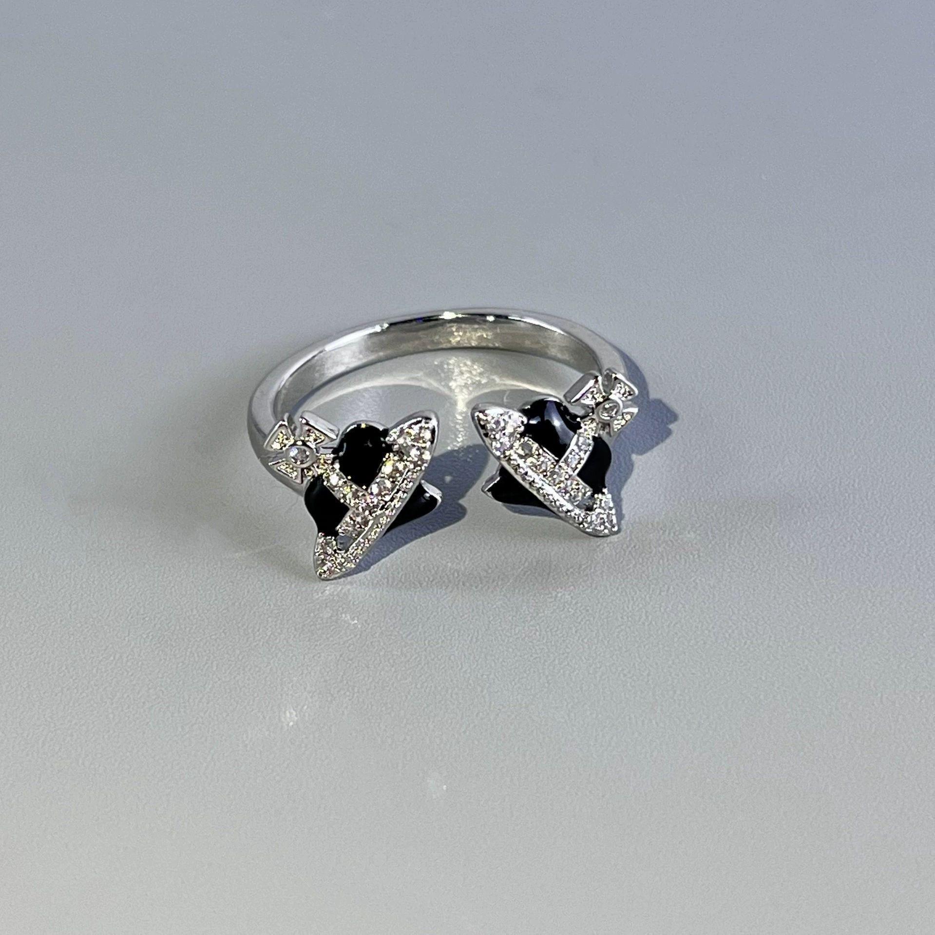 

Empress Dowager Cixi Saturn Double Planet Diamond Retro Ring - Women s Trendy Stackable Pinky Accessory Adjustable