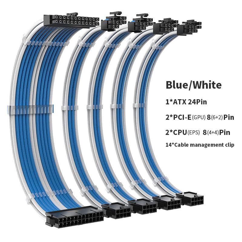 

TEUCER TC-35 Series PSU Extension Cable Kit Solid Color Cable Solid Combo 350mm ATX24Pin PCI-E8Pin CPU8Pin With Combs I