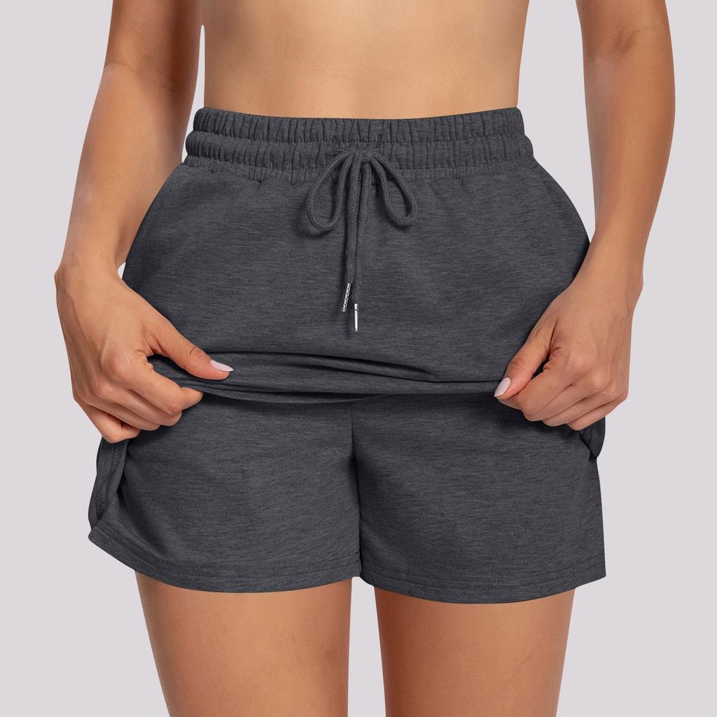 Women’s Drawstring Waist Casual Shorts Soft Fabric Relaxed Fit Elastic Waistband Lightweight Summer Lounge Shorts