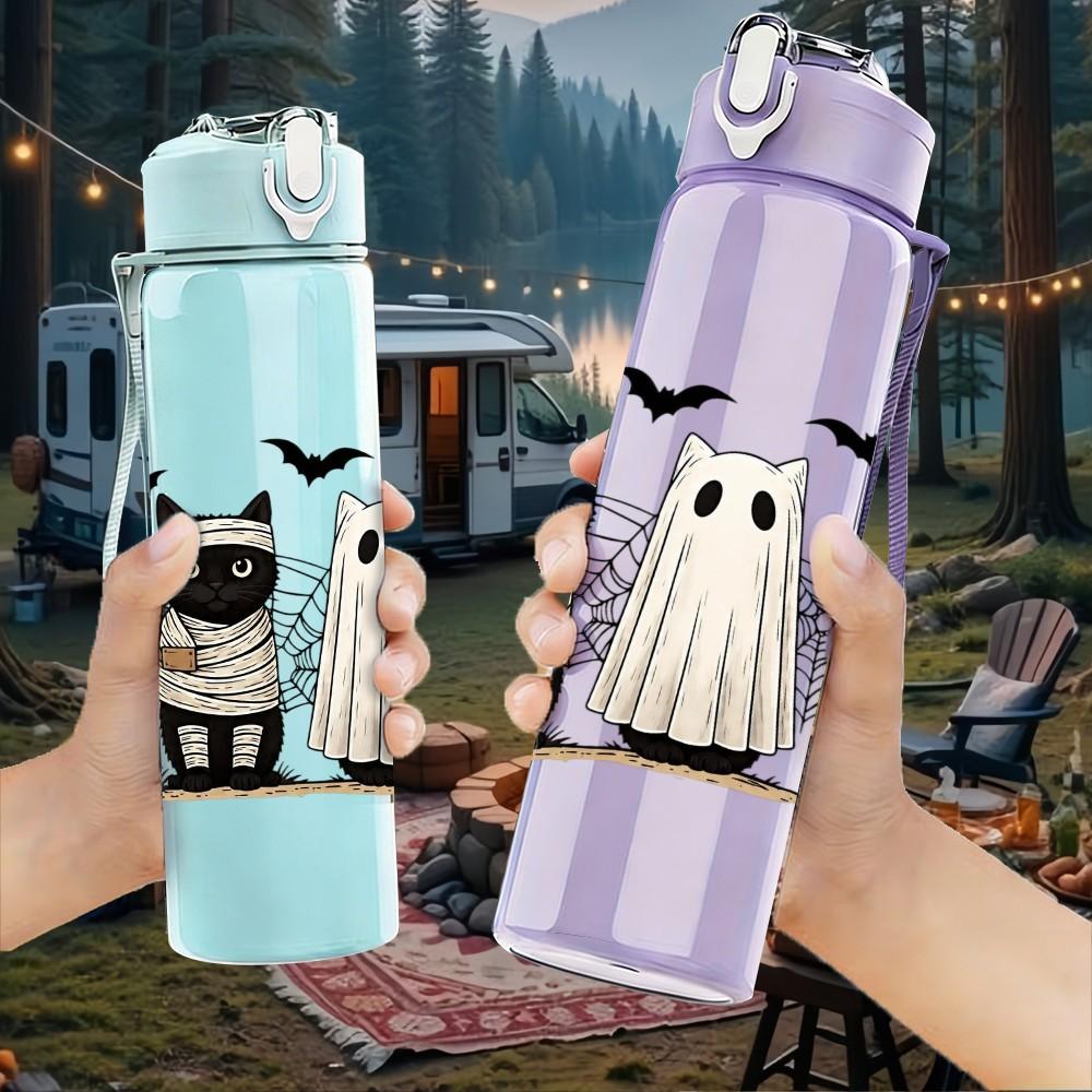 1PC Three Ghost Wizard 750ml Color Plastic Sports Water Bottle Leakproof Flip Straw Lid Suitable for Sports Office Home Use