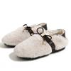 Fashion Bowtie Mink Fur flat shoes woman cozy plush winter moccasins female leahter patchwork furry loafers warm fur flats big size 43
