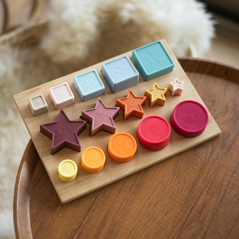 Baby Montessori Toy BPA Free Silicone Geometric Building Block 1-3 Years Children Stacking Game Education Puzzle Toy Baby Gift