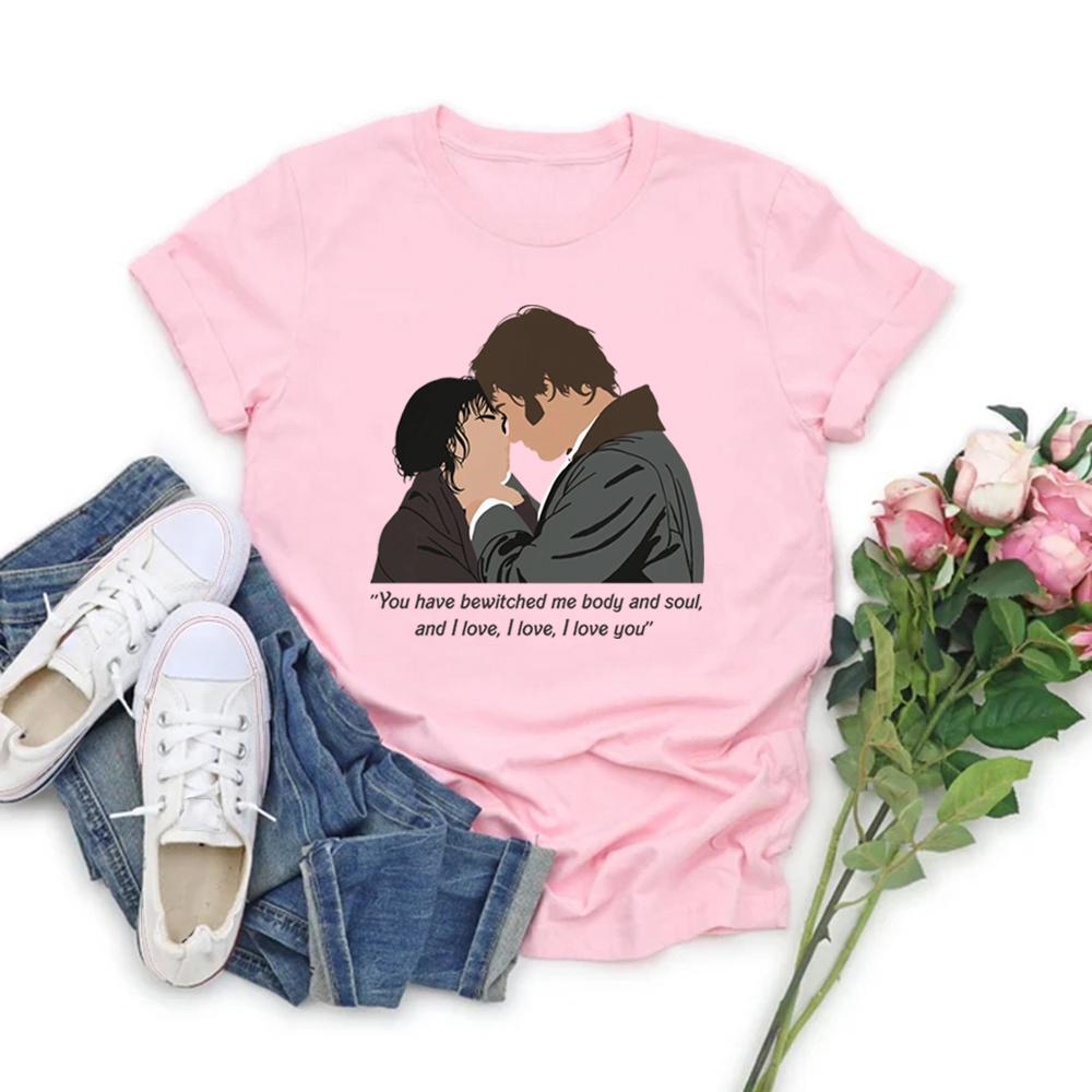 Pride and Prejudice T-Shirt Jane Austen Shirt Mr Darcy Tee Women Short Sleeve T-shirts You Bewitched My Body and Soul T Shirts