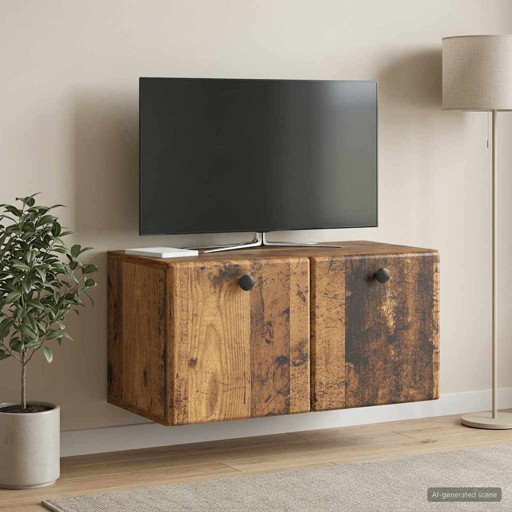 Wall Mounted TV Cabinet 59.5 x 31 x 30 cm Reclaimed Wood Look
