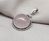 Handmade Rose Quartz Pendant: 925 Sterling Silver Round Necklace