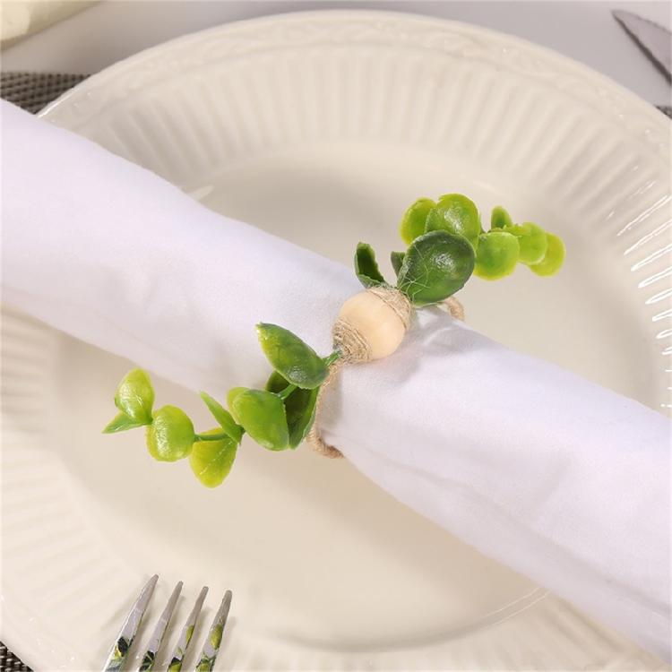 6Pcs Simple Napkin Holder Artificial Green Leaf Napkin Rings for Parties Dinner Wedding Banquets Table Decoration