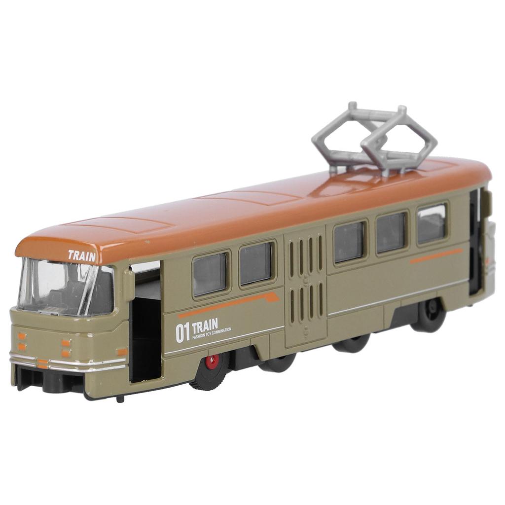 Metal Die-Cast Alloy Light Rail Pull Back Train Engine Toy Retro Model Tram,Fall-Resistant Desktop Decor Pull Back Door Openable 7 Inches Train Kids