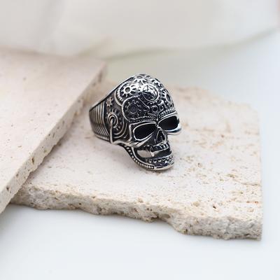 Personality Trend Skull Titanium Steel Ring Male Exaggerated Retro Color Cold Wind Index Finger Ring