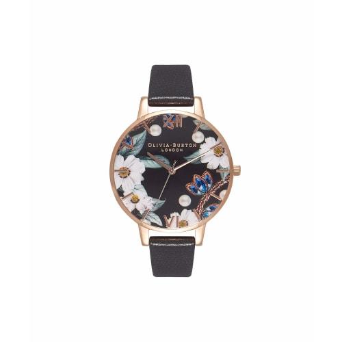 

Olivia Burton Women s Watch, Bejeweled Florals Black & Rosegold OB16BF04