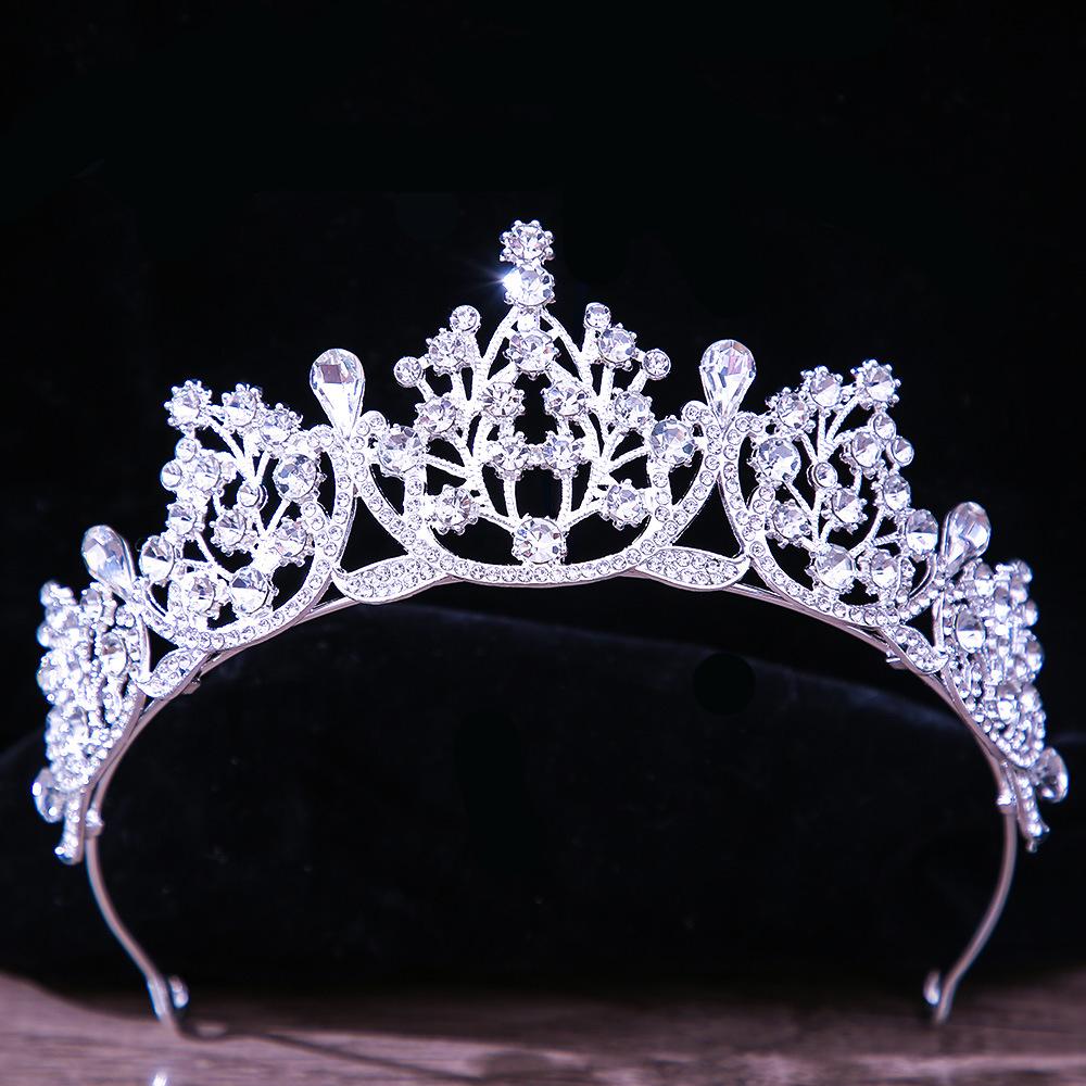 DIEZI Baroque Vintage Princess Queen Bridal Crown Headwear Crystal Tiara For Women Wedding Crown Hair Dress Accessories Zircon