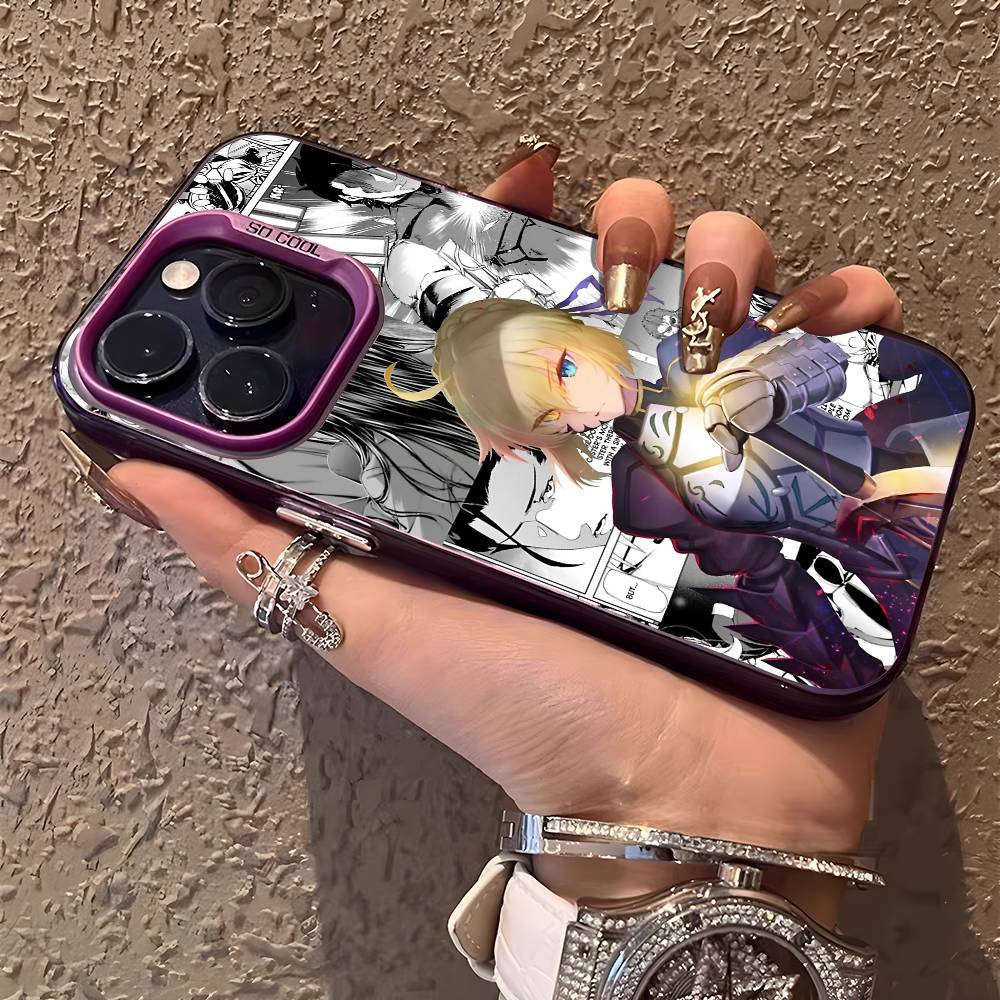 Anime Cool S-Saber Handyhülle Für IPhone 17 16 15 14 13 12 11 Plus Pro Max Mehrfarbig Aurora Laser Stoßfest Funda Cover