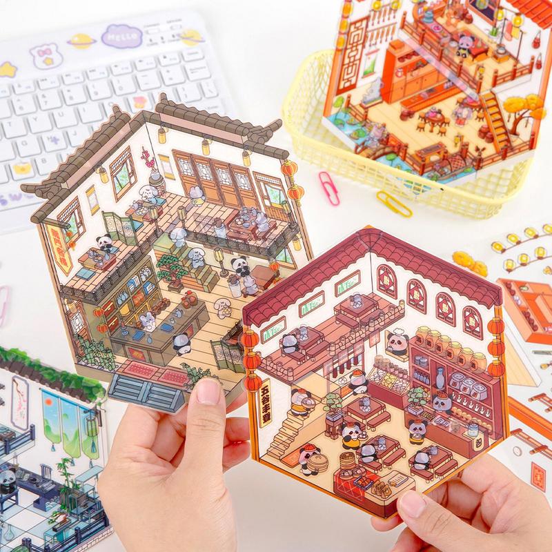 House Sticker Set Cartoon Sticker Room Handmade House Stickers Waterproof House Stickers Educational Toy For Thanksgiving