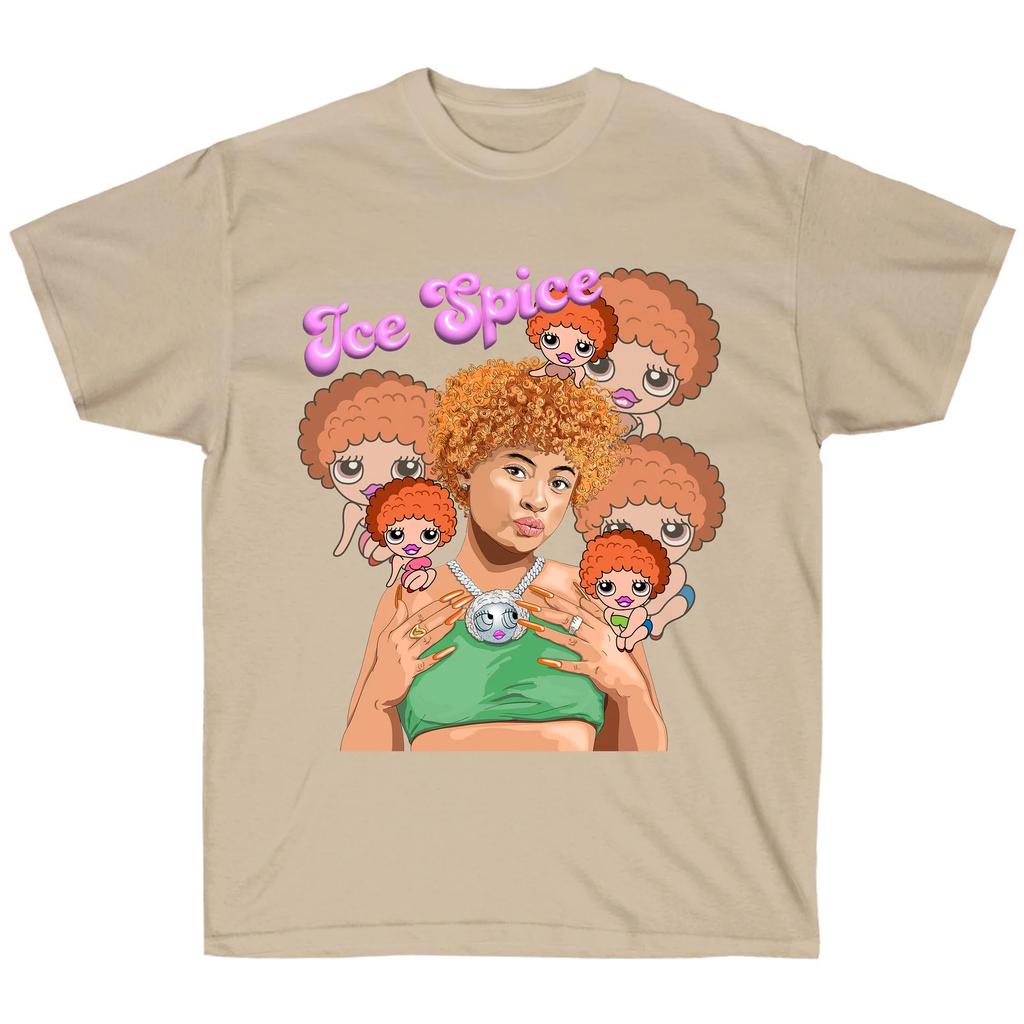 Ice Spice Creativity Tour Graphics 100Cotton Shirt Unisex Y2k Hiphop 2026 Summer Unisexs Oneck Short Sleeve Tshirt Fan Gift