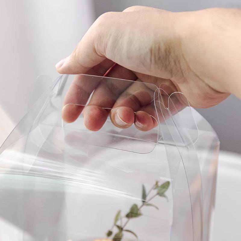 Caixa Descartável Transparente para Bolo Peça Única Portátil Caixa de Presente para Pastelaria Embalagem Portátil Explosiva para Bolo com Vários Tamanhos para Escolher