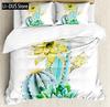 Succulents Bedding Set Green Plant Duvet CoverTropical Botanical Comforter CoverQuilt Cover for Bedroom Decor Full Size 3pcs