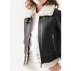 Kids Boys and Girls Autumn and Winter Fleece PU Leather Turn-down Collar Solid Color Zip Jacket