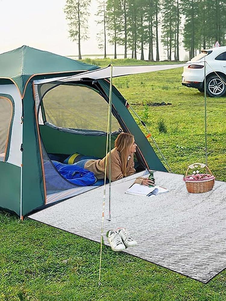 195x180cm Tent Floor Mat Insulating Ground Pad Aluminum Foil Mat Outdoor Thermal Foil Blanket For Survival Hiking Picnics