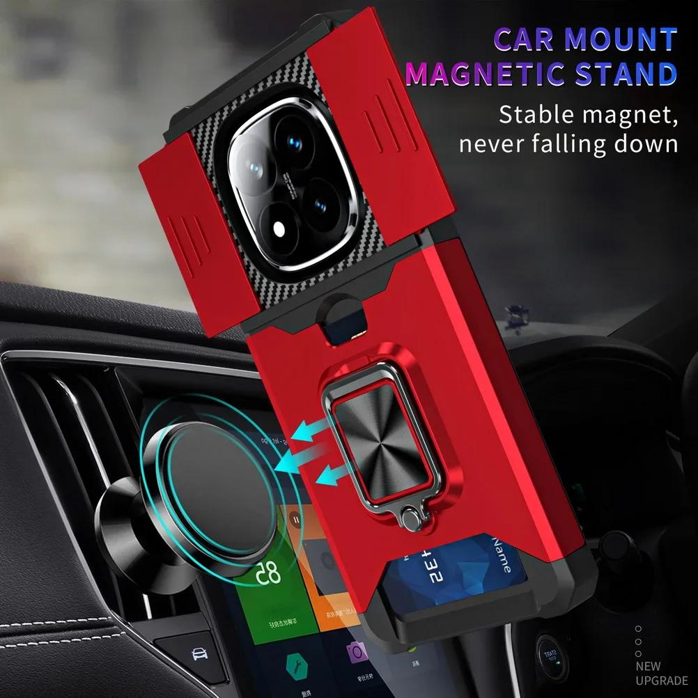 Custodia Cover Magnetica Antiurto per Xiaomi Redmi Note 14 Pro Plus 14C Note 14 Pro 5G 4G Protezione Fotocamera Con Slot Porta Carte