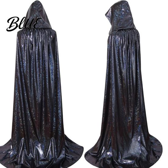 Multi-color Costume Cape Shiny Hooded Cape Iridescent Full Length Cloak Sparkly Unisex Elegant Flowing Cloak for Halloween Masquerade Party