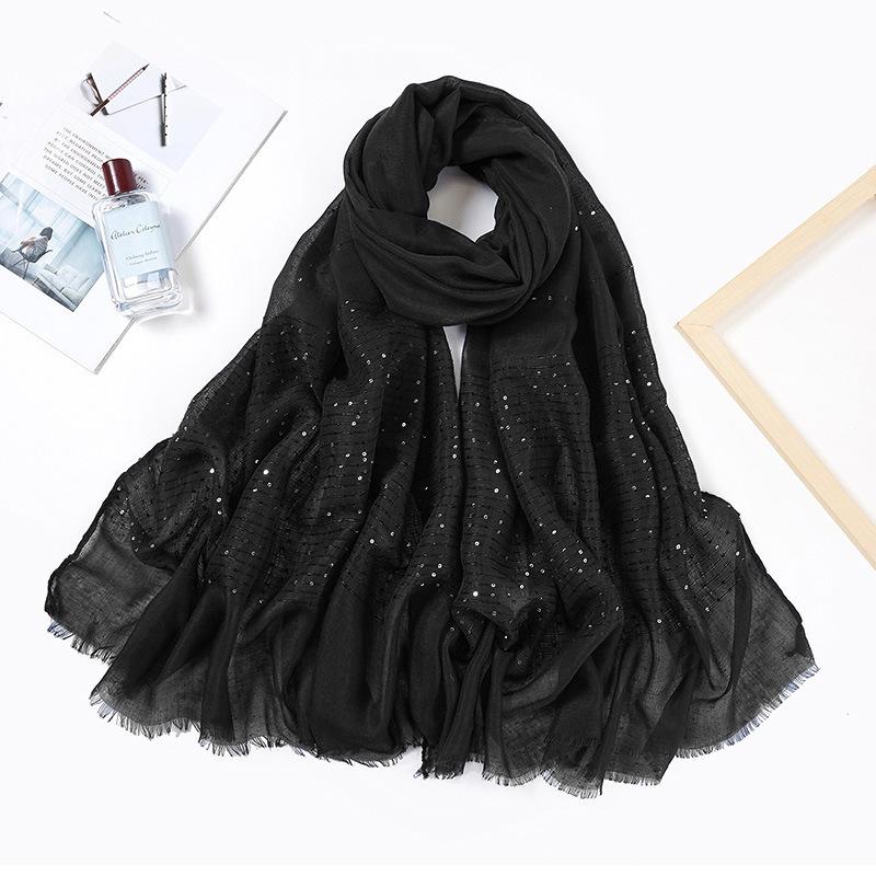 New Summer Luxury Elegant Women Silk Scarf Beach Wrap Shawl Sparkly Sequin Sunscreen Bandana Hijab Mujer Scarve Pareo Foulard
