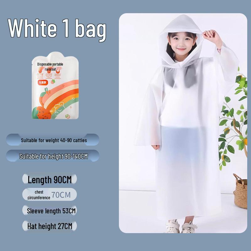 Children's Disposable Extended One-Piece EVA Raincoat with Backpack Cape