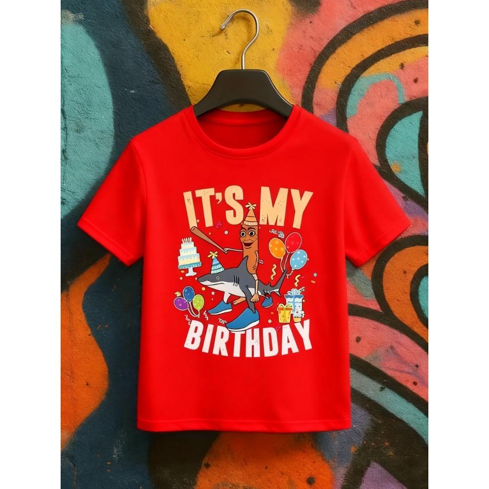 

Итальянские футболки для детей с принтом мультяшного персонажа для вечеринки по случаю дня рождения, футболка с коротким рукавом, летняя модная футболка для мальчика и девочки, подарок на день рождения 100