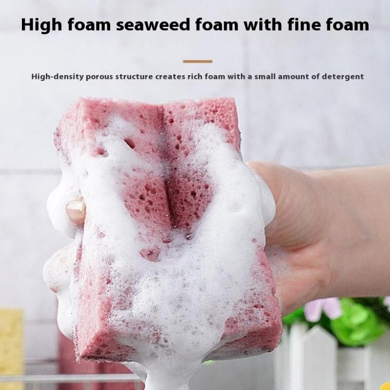 5Pcs/10Pcs Kitchen Stain Removal Sponge Clean Cotton Dishwashing Sponge Wipes Bathroom Cleaning Utensils High Density Sponge
