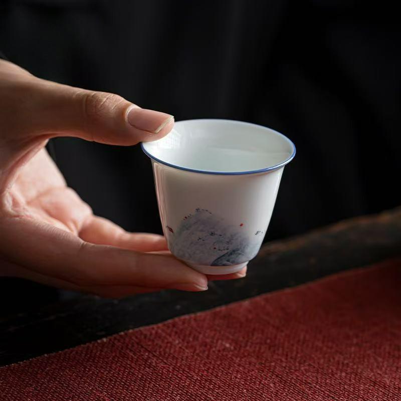 Chinese Style Tradition Ceramic TeaCups Travel Portable Kung Fu Tea Cup Household Tea Bowl Master Cup Tea Set Accessories New