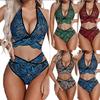 Nuovi set di biancheria intima sexy in prospettiva di chiusura divisa in pizzo con ricamo a rete