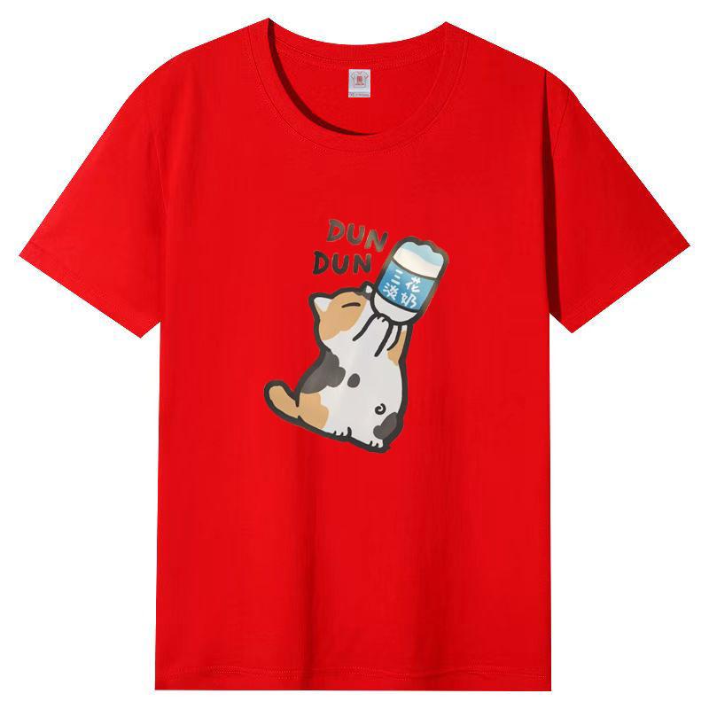 T-shirt a maniche corte da donna in cotone con stampa cartoon, top popolari a mezza manica, T-shirt estiva