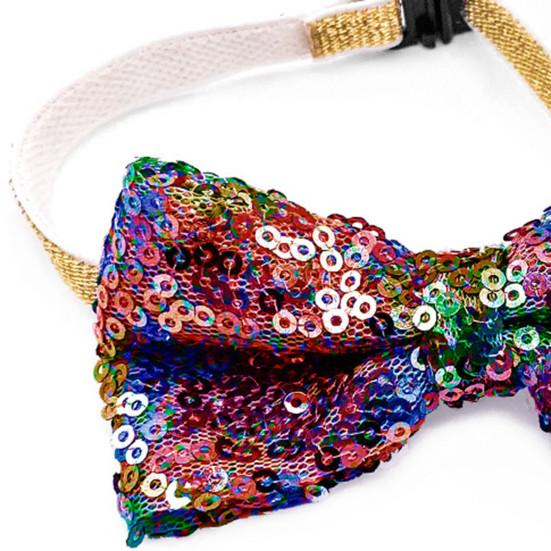 Pet Neck Bow Sequins Decor Accessories Adjustable Pet Dogs Cats Bow-knot Collar with Bell for Festival